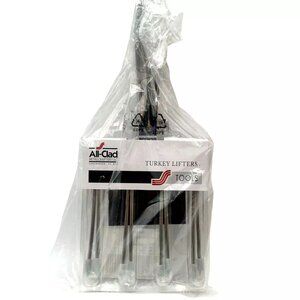 ALL-CLAD Set Of 2 Stainless Steel‎ Turkey Lifters Forks Ergonomic Grip